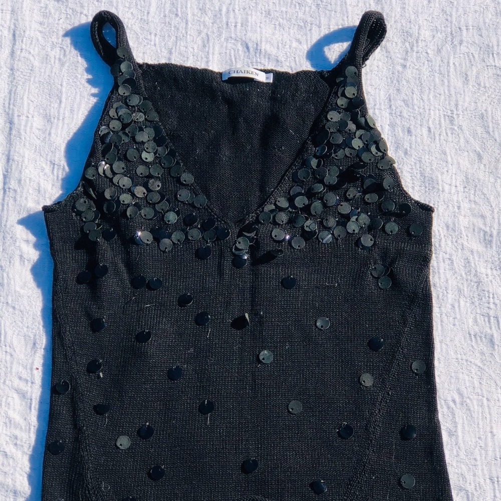 CHAIKEN**Beautiful Leather Emb. Top**Med. $445